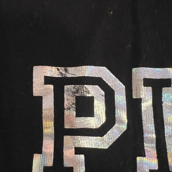 Victoria Secret PINK long sleeve XS black holiday shirt with silver sequins - Picture 2 of 4